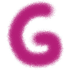 Scribbled letter G font magenta color for alphabets text learn decoration, transparent background