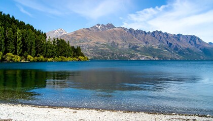Lakeside view with mountains