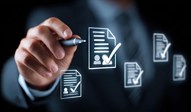 Person digitally reviewing and approving multiple documents