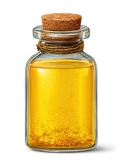 Bright Yellow Liquid in Glass Bottle with Cork Stopper