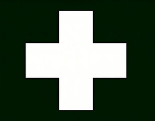 Obraz premium Simple White Plus Symbol on Dark Background