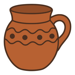 mexican clay water jug flat color vector illustration template design