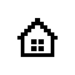 pixel house architecture building logo flat color vector illustration template design