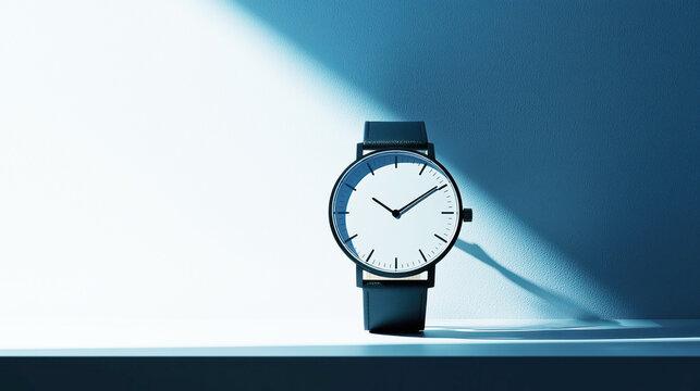 A minimalist background showcasing a single watch with a subtle shadow effect.