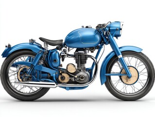 Fototapeta premium Classic Blue Vintage Motorcycle Studio Shot