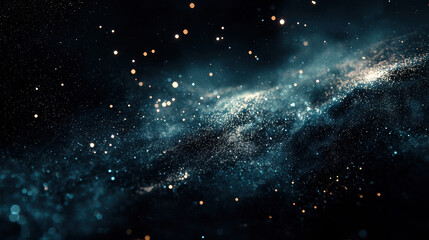 Obraz premium A dark black background with particles or elements randomly drifting in space. 