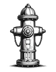Detailed monochrome illustration of a fire hydrant