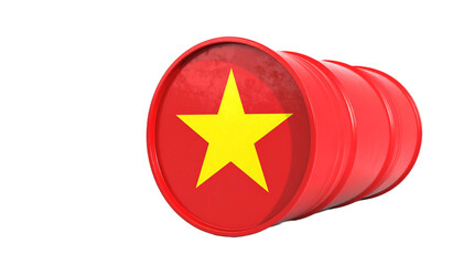 Barrel with Vietnam flag showcases oil and gas industry of Vietnam economy and national day celebration