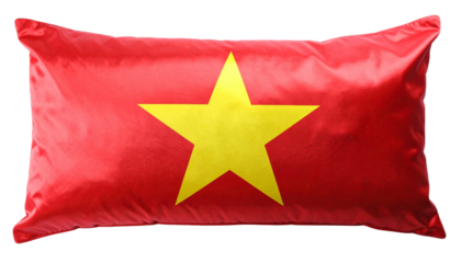 Vietnamese flag depicted on a soft pillow with a vibrant red and yellow color scheme for Vietnam national day celebration