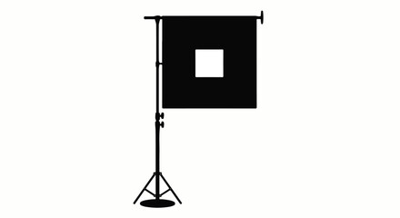 Naklejka premium Black silhouette of a photography light stand with a square diffusion panel