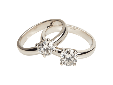 An elegant wedding ring featuring two sparkling diamonds
