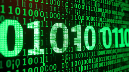 Serialization as binary code 3D illustration