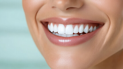 Obraz premium Bright smile with perfect white teeth and dimples, radiating happiness and confidence