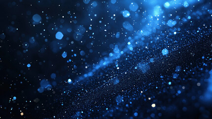 Obraz premium A dark blue background with particles or elements randomly drifting in space. 