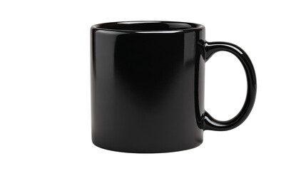 Sleek black ceramic mug, perfect for coffee or tea customization