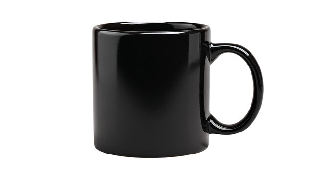 Sleek black ceramic mug, perfect for coffee or tea customization