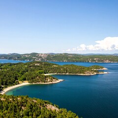 Fototapeta premium Scenic coastline, islands, and bays