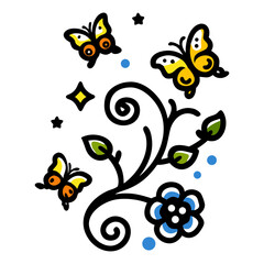 Black Scroll Ornate Element Plant Swirly Scrollwork Floral ornament Black Scroll Scroll Tangle.