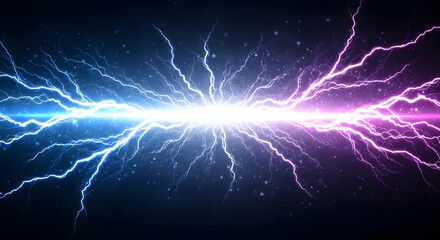 Electric Lightning Bolts with Blue and Purple Glowing Energy
