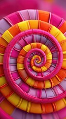 Fototapeta premium Vibrant spiral design of concentric rings in hot pink, orange, yellow, and purple