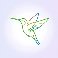 Obraz premium Colorful line drawing of hummingbird in flight