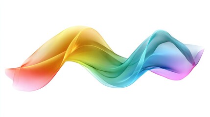 Abstract rainbow wave, flowing, vibrant colors on white