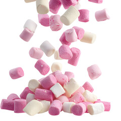 Colorful marshmallows falling