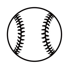 black and white silhouette of a baseball ball on a white background