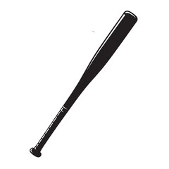 black and white silhouette of a baseball bat on a white background