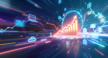Obraz premium Digital Growth Concept with Abstract Data Visualization