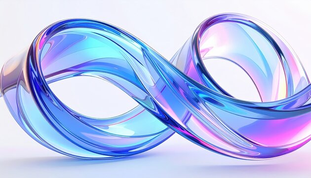 Isolated Curved Glass Ribbon on White