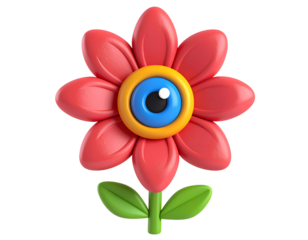 3D Cartoon Flower with Eye