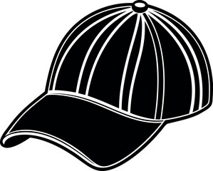 Black and white vector illustration of a classic baseball cap design