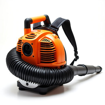Orange and black leaf blower isolated on white background