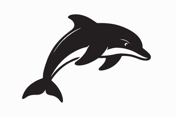 Fototapeta premium Dolphin Silhouette Vector Illustration, Marine Mammal Symbol of Ocean Protection and Wildlife Conservation