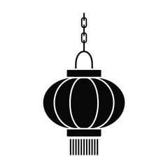 Black silhouette vector illustration of traditional chinese lantern
