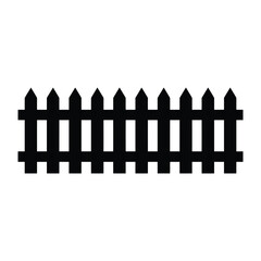 Black silhouette vector illustration of wooden picket fence design