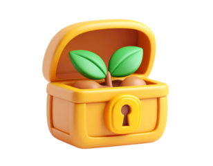 3D Render Treasure Chest Plant