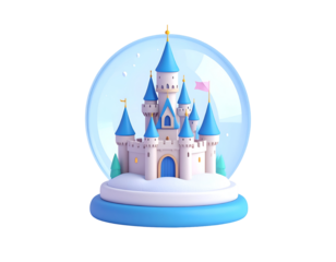 3D Winter Castle Snow Globe Illustration