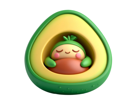 Adorable 3D Avocado Character Sleeping