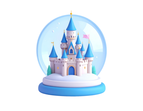 3D Winter Castle Snow Globe Illustration