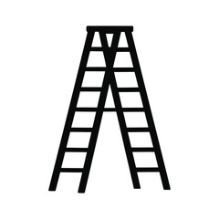Black silhouette vector illustration of a folding step ladder