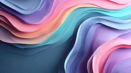 Abstract layered wavy shapes in pastel colors