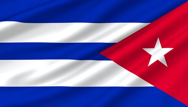 Detailed rendering of the vibrant Cuban national flag with flowing fabric texture creates an