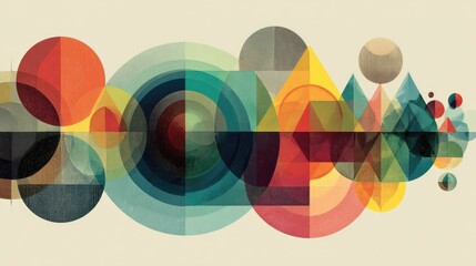 Obraz premium Abstract geometric shapes, layered in vibrant colors, creating a dynamic composition