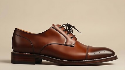 Handmade leather shoes displayed with meticulous craftsmanship on a neutral studio background.