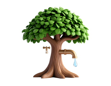 3D Tree with Faucet Illustration