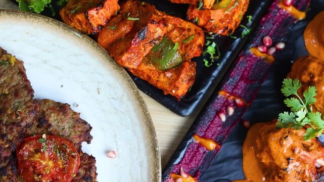 Non veg platter with chicken, fish and other mughalai dishes served
