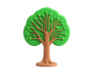 3D Green Tech Tree Illustration