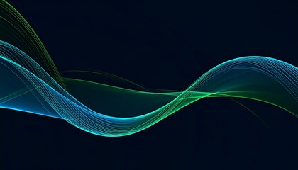 Abstract Green Blue Wave Dark Background